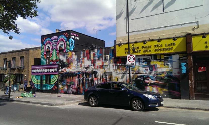 Many shops obtained very colorful facade